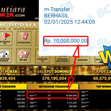 Bukti Withdraw ( 10,000,000,-) Member Setia Mutiarapoker