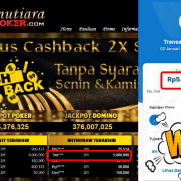 Bukti Withdraw ( 5,000,000,-) Member Setia Mutiarapoker