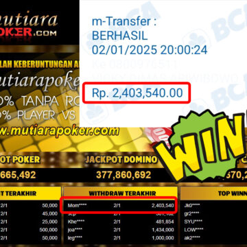 Bukti Withdraw ( 2,403,540,-) Member Setia Mutiarapoker