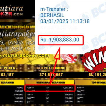 Bukti Withdraw ( 1,903,883,-) Member Setia Mutiarapoker