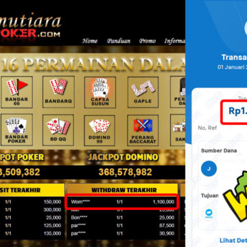 Bukti Withdraw ( 1,100,000,-) Member Setia Mutiarapoker