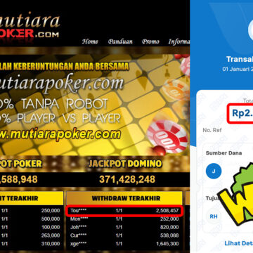 Bukti Withdraw ( 2,508,457,-) Member Setia Mutiarapoker