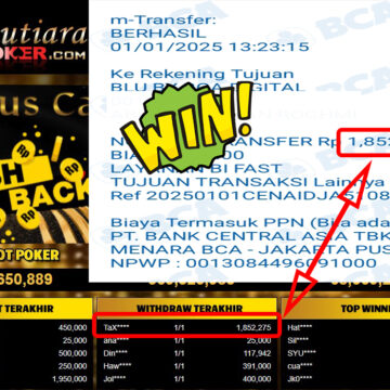 Bukti Withdraw ( 1,852,275,-) Member Setia Mutiarapoker